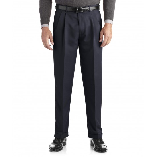 Men s Pleated Cuffed Microfiber Dress Pant With Adjustable Waistband