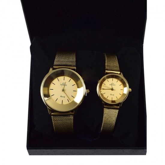 Bertram Couple Stainless Steel 22K Gold Plated Watch BT609L/M