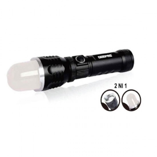 Geepas 2In1 Rechargeable Led Flash Light 3W Led 10Hrs - GFL51012