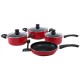 Royalford Scratch Resistant Cookware Set of 8 Pcs Red and Black - RF6082
