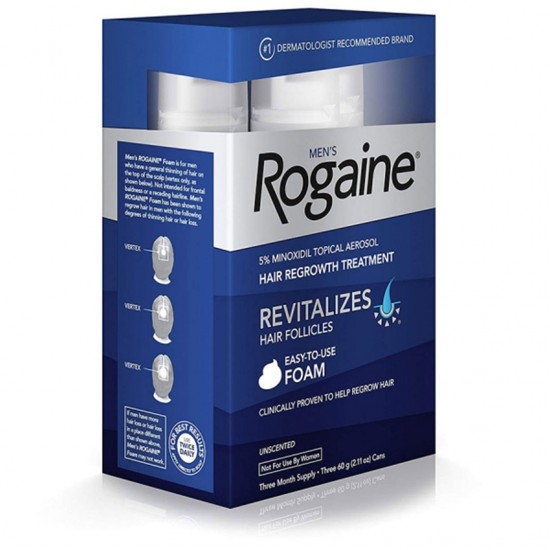Men s Rogaine 5 Minoxidil Foam for Hair Loss and Hair Regrowth, Topical Treatment for Thinning Hair 3 Months Supply