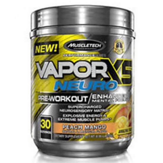 MuscleTech VaporX5 Neuro, Pre Workout Energy Plus Focus,Peach Mango
