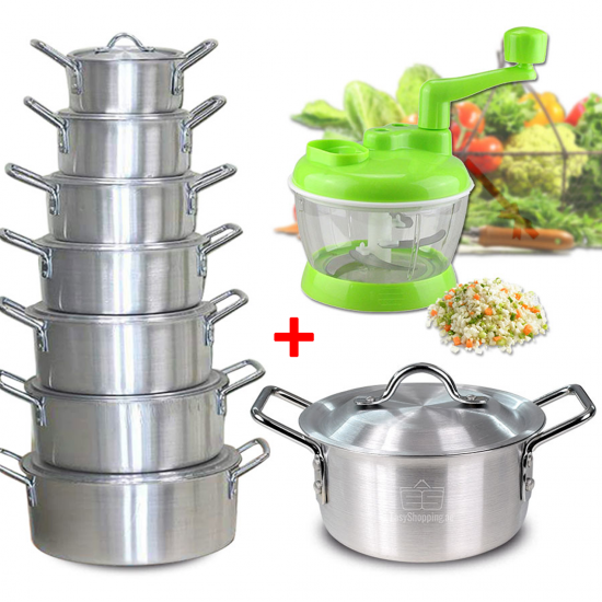 2 In 1 Bundle Offer 14 Pcs Aluminum Cookware Set + Vegetable & Fruits Chopper BND17-53