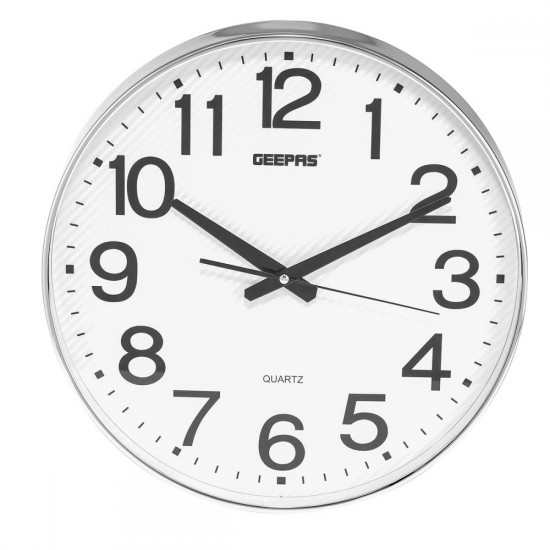 Geepas Analog Wall Clock, Silver - GWC4807