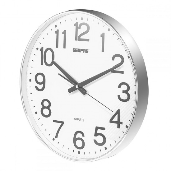 Geepas Analog Wall Clock, Silver - GWC4807
