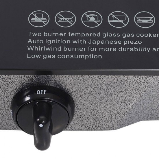Geepas hardened Glass Double Gas Burner - GK4280