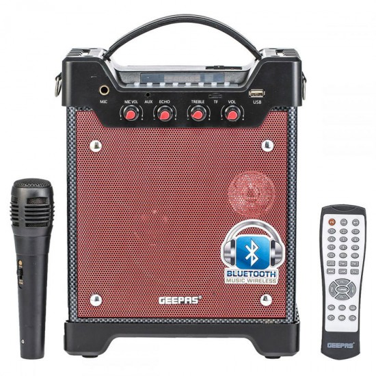 Geepas Rechargeable Portable Speaker Usb Fm Bt Rmt Mic - GMS8560