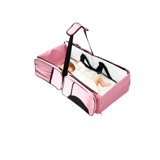 2 In 1 Baby Travel Bed & Bag-Pink
