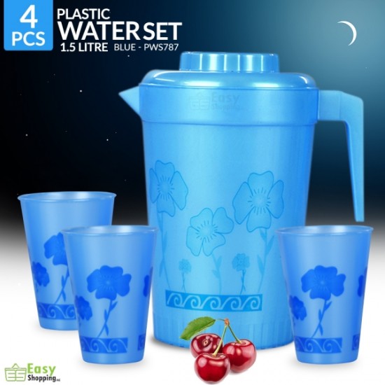 4 Pcs Plastic Water Set Blue - PWS787