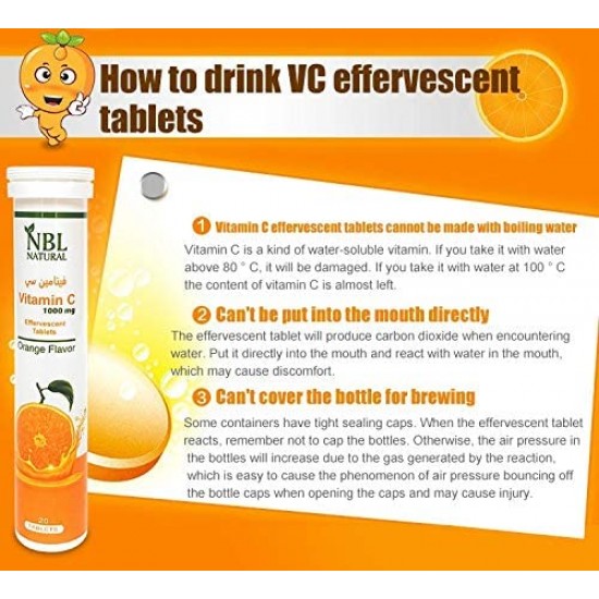 NBL الطبيعية فيتامين C 1000 ملغ نكهة البرتقال 20 أقراص فوفيرة 3 حزمة