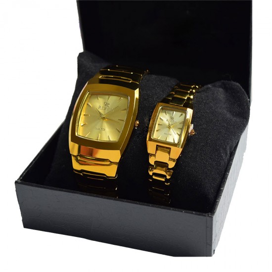 RIZEN Stainless Steel Gold Plated Couple Watch RZ242G/L