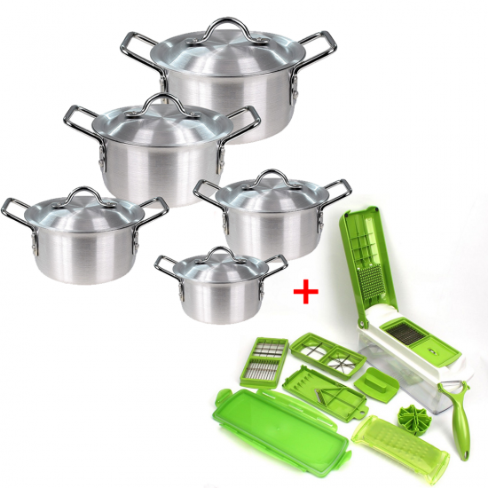 3 In 1 Bundle Offer 10 Pcs Aluminium Cookware+5 Pcs Bowl Set+4 Pcs Hotpot Set BND17-39
