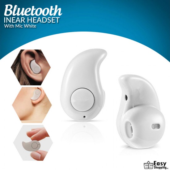 Wireless Bluetooth Mini IN-EAR Headset Earbuds With Mic White