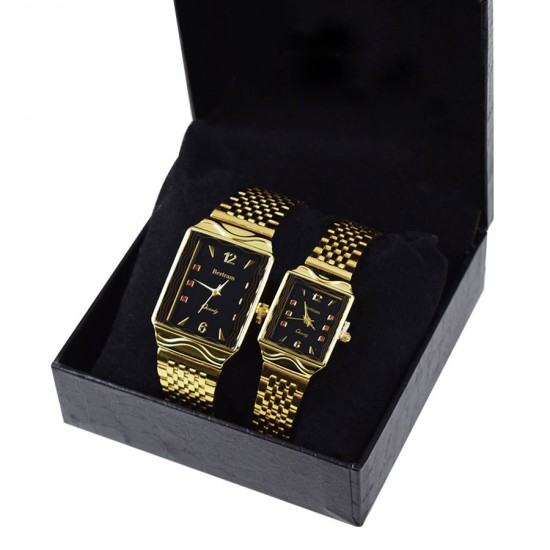Bertram Couple Stainless Steel 22K Gold Plated Watch BT441L/M