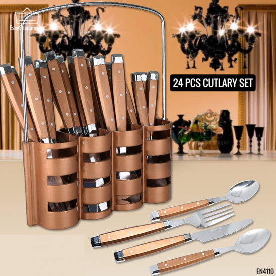 3 In 1 Bundle Offer 24 Pcs Luxury Cutlery Set+1.3 Ltr. Vacuum Flask+5 Pcs Glass Water Set